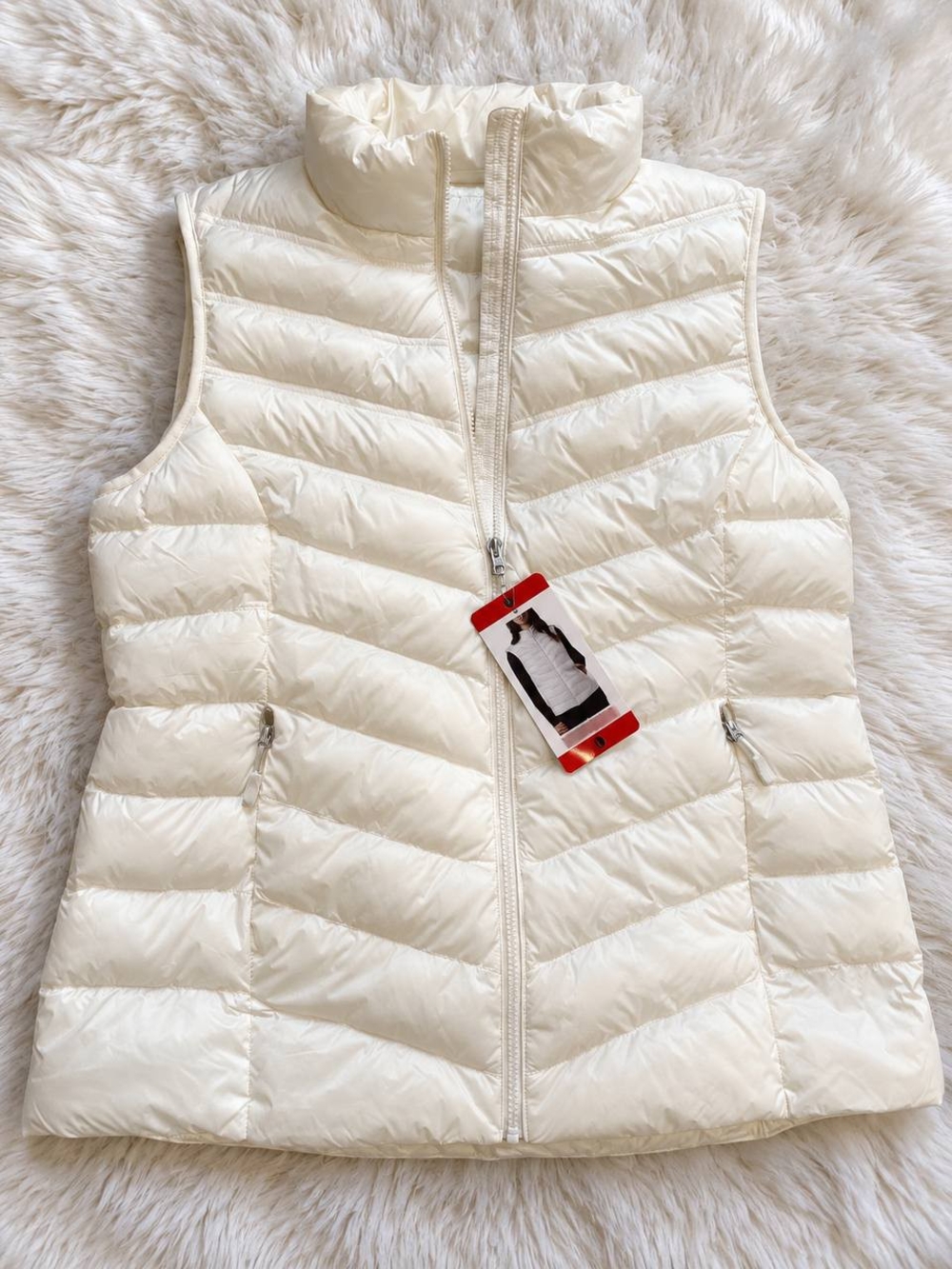 32 Degrees Women's Cream Quilted Packable Puffer Vest